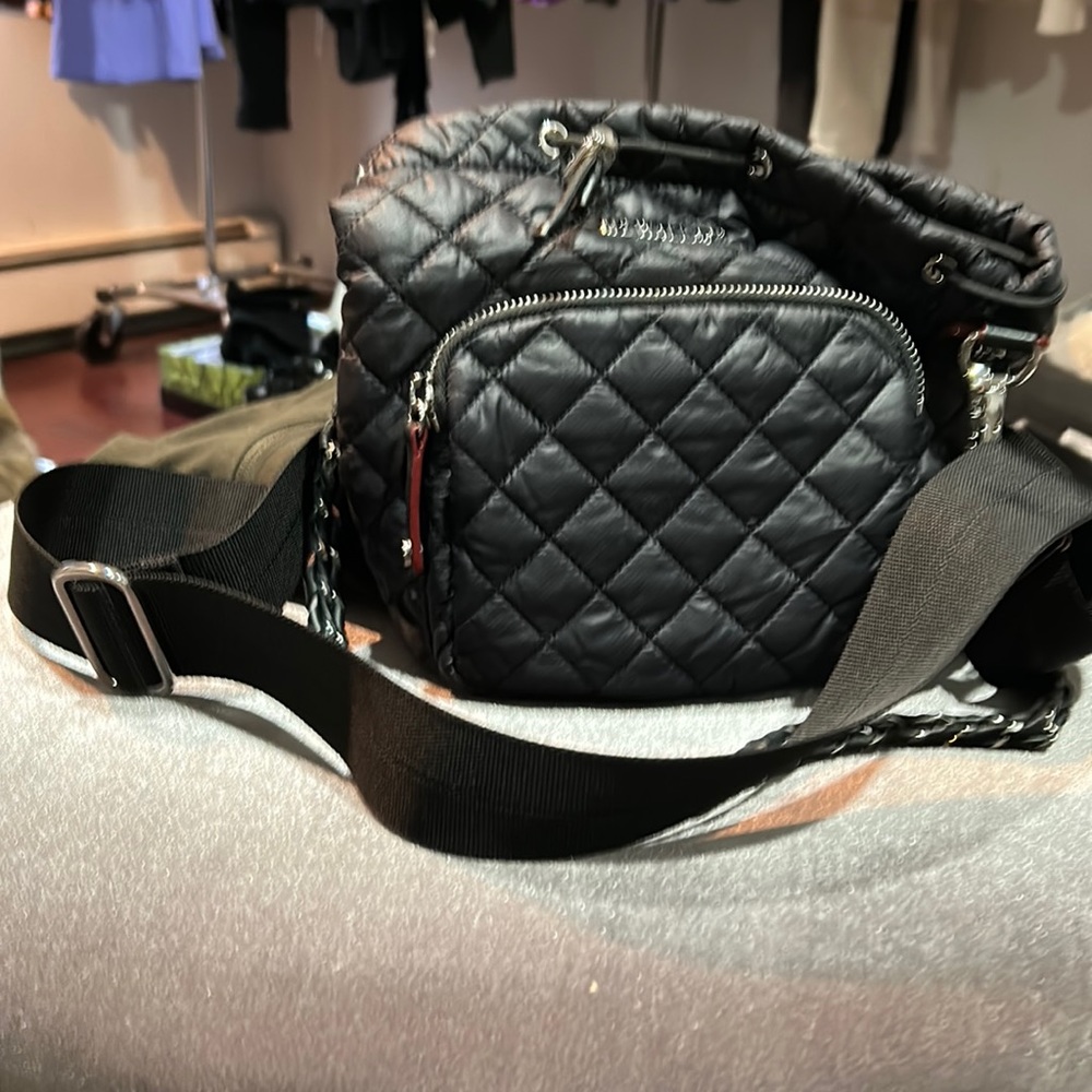 Mc Wallace handbag black never worn bucket bag with drawstring closure